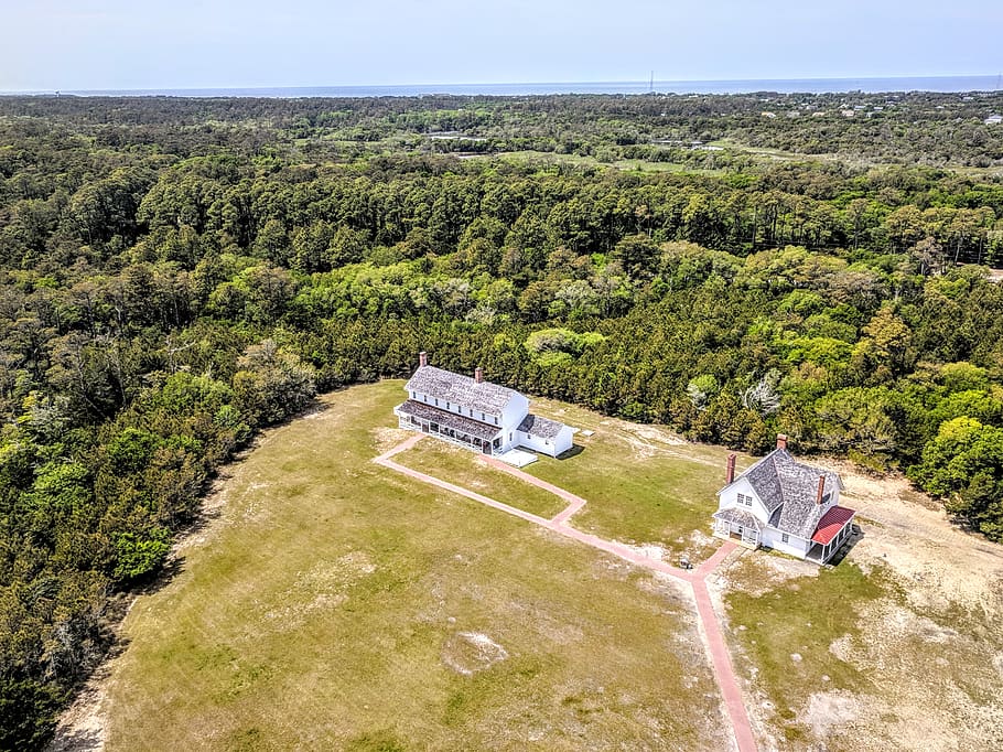 Aerial Photography of Two Houses Surrounded With Plants and Trees HD wallpaper