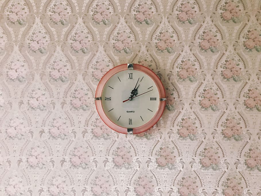 round brown wall clock, wall - building feature, pattern, geometric shape HD wallpaper