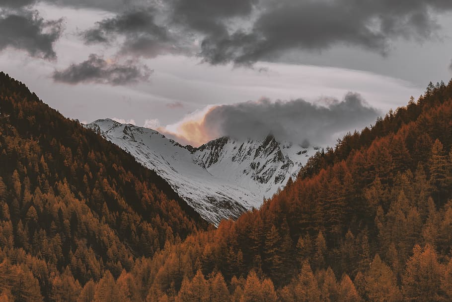 Snowy Mountain Photography, clouds, cold, color, dawn, desktop wallpaper HD wallpaper
