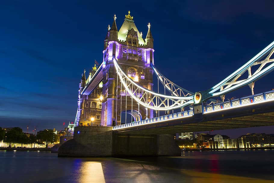 bridge, tower, london, night, construction, architecture, city HD wallpaper