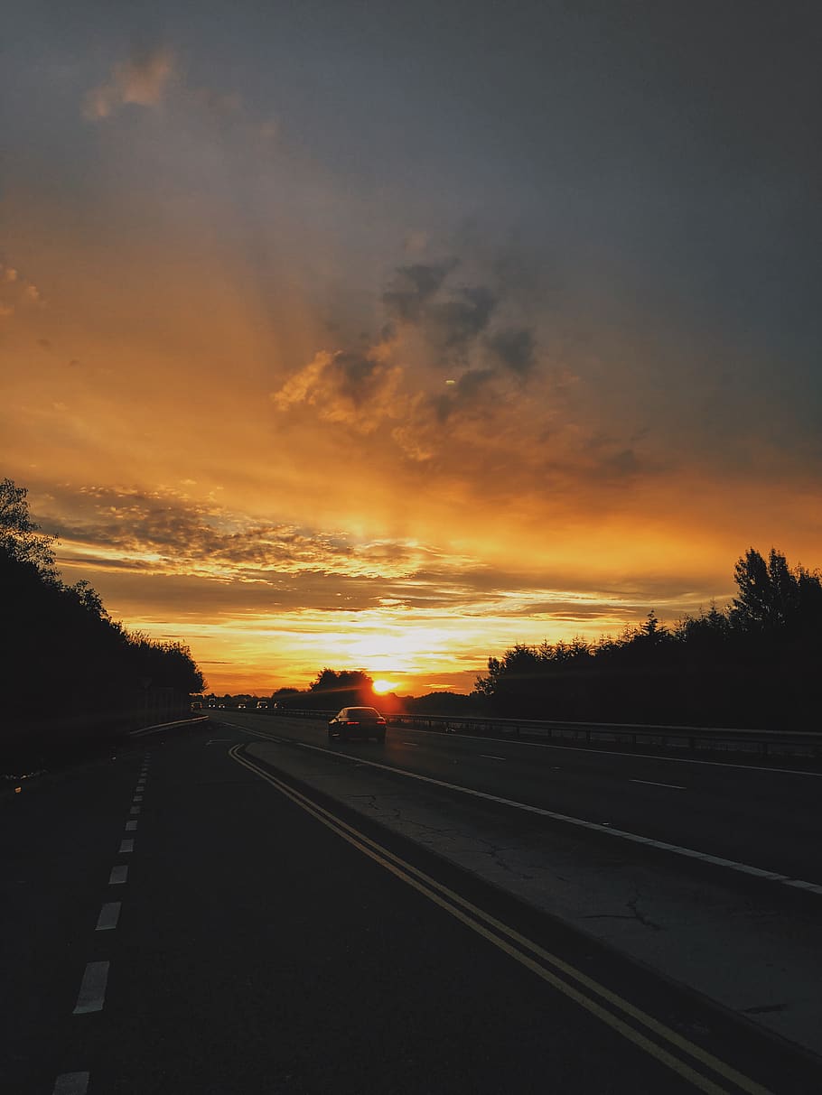 sunrise, morning, sunset, sky, cloud - sky, road, beauty in nature HD wallpaper