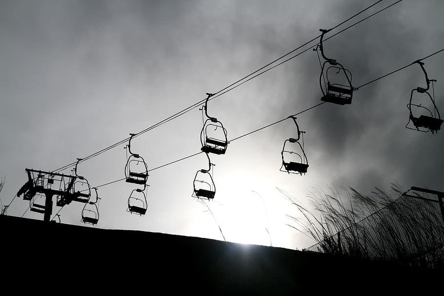 new zealand, queenstown, mountain top, sky, chairlifts, travel, HD wallpaper