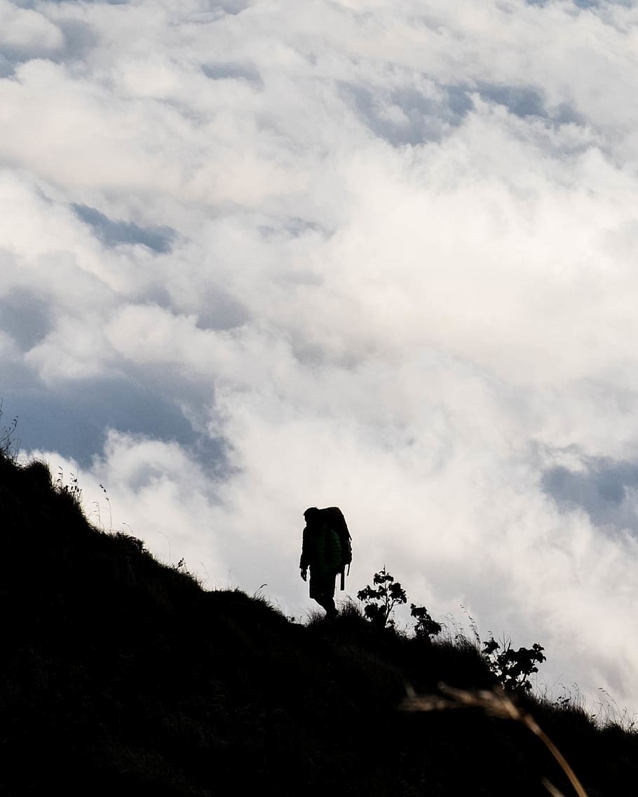 indonesia, mount rinjani, clouds, sky, hiking, landscape, wallpaper HD wallpaper