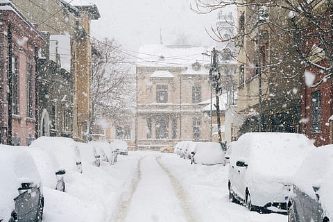 romania, bucharest, snow, snowing, street, winter, fairytale HD wallpaper