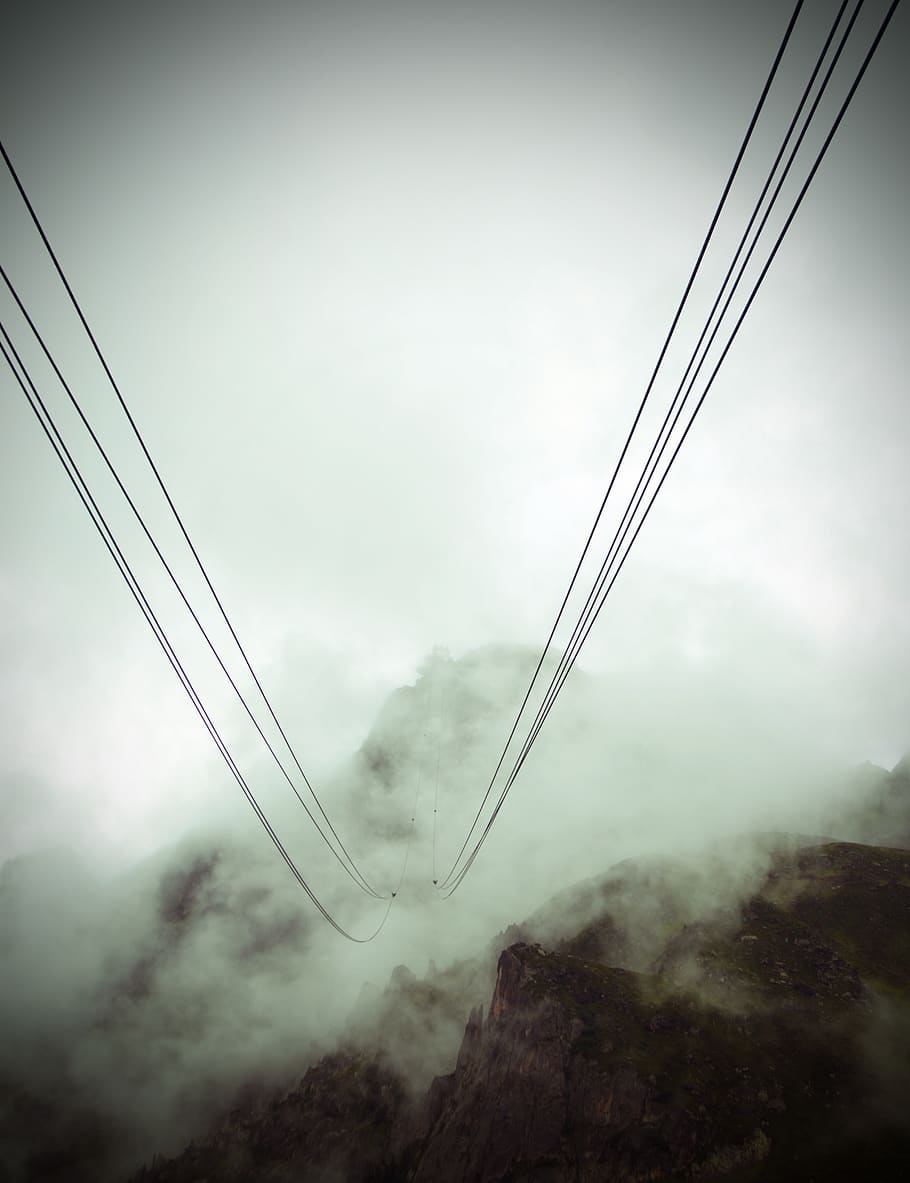 france, chamonix, cable car, lines, sky, cloud - sky, electricity HD wallpaper