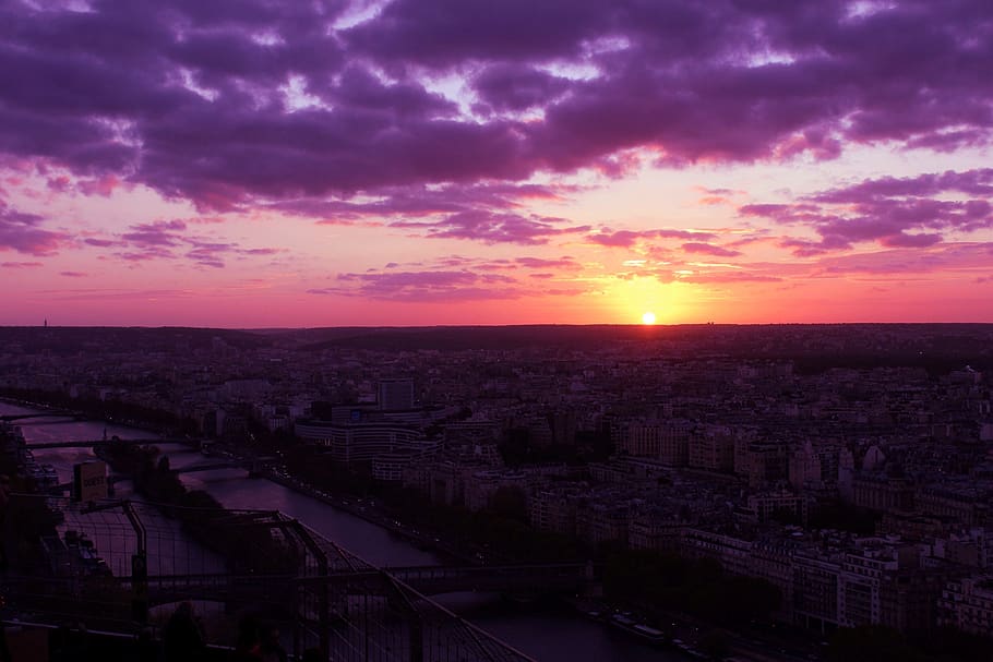 #sunset, #colorful, #sky, #clouds, #pink, #purple, #orange HD wallpaper