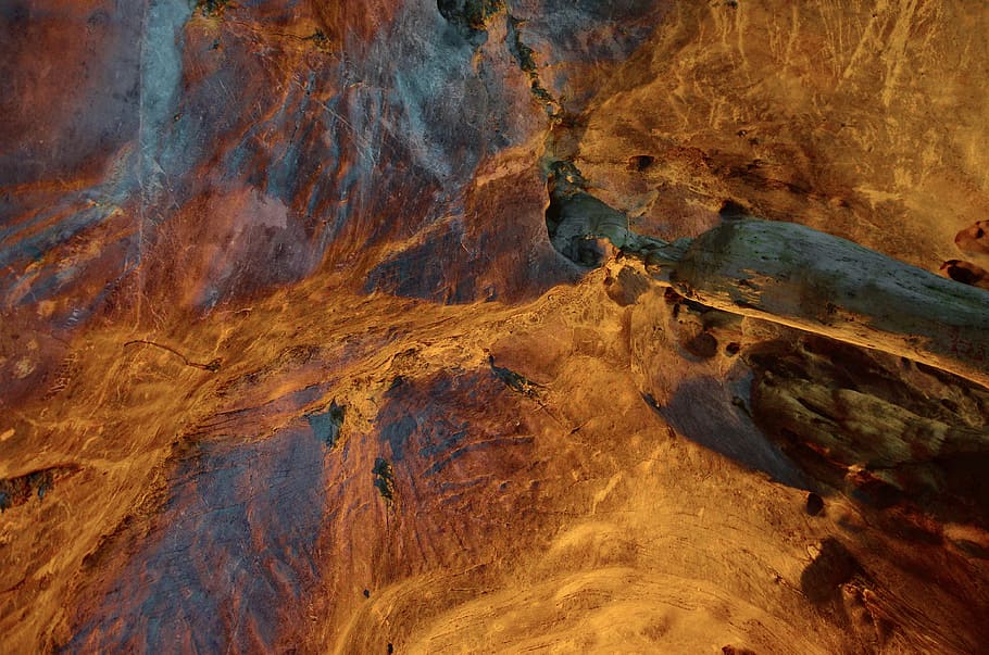 rock, stone, orange, glow, light, geology, nature, cave, abstract HD wallpaper