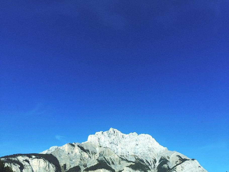 nature, sky, mountain, blue, copy space, clear sky, rock, solid HD wallpaper