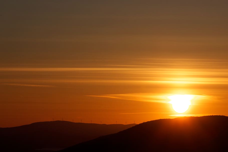 Silhouette Photography of Mountain during Sunset, mountains, sky HD wallpaper