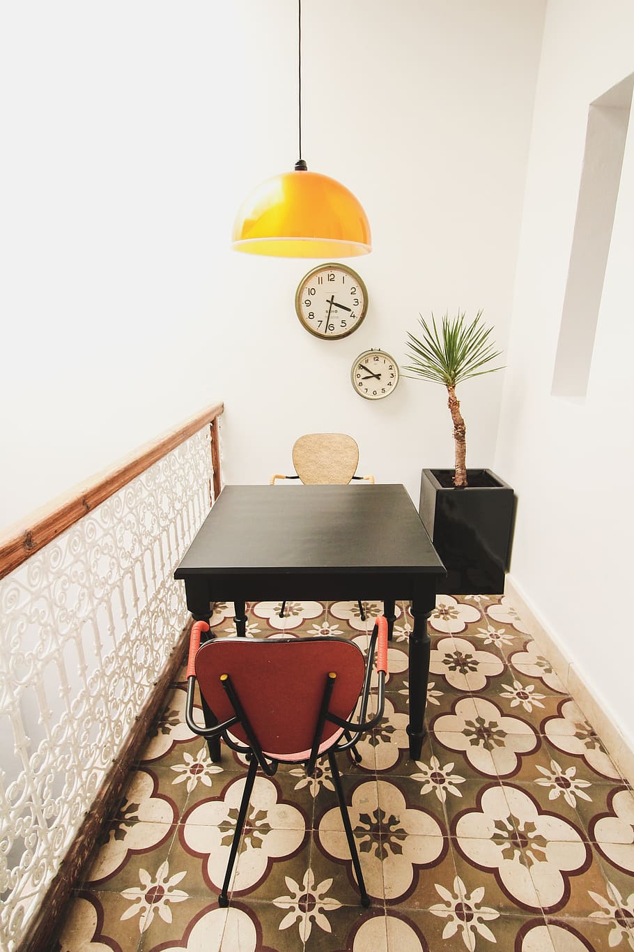empty red chairs beside table, indoors, seat, home interior, lighting equipment HD wallpaper
