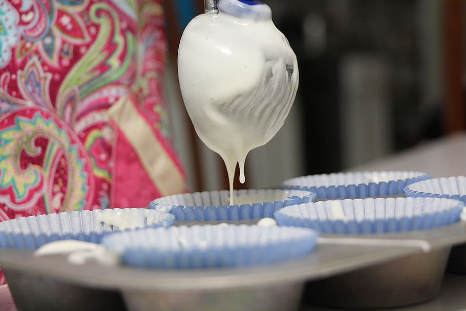 baking, cupcakes, batter, cooking, dessert, selective focus HD wallpaper