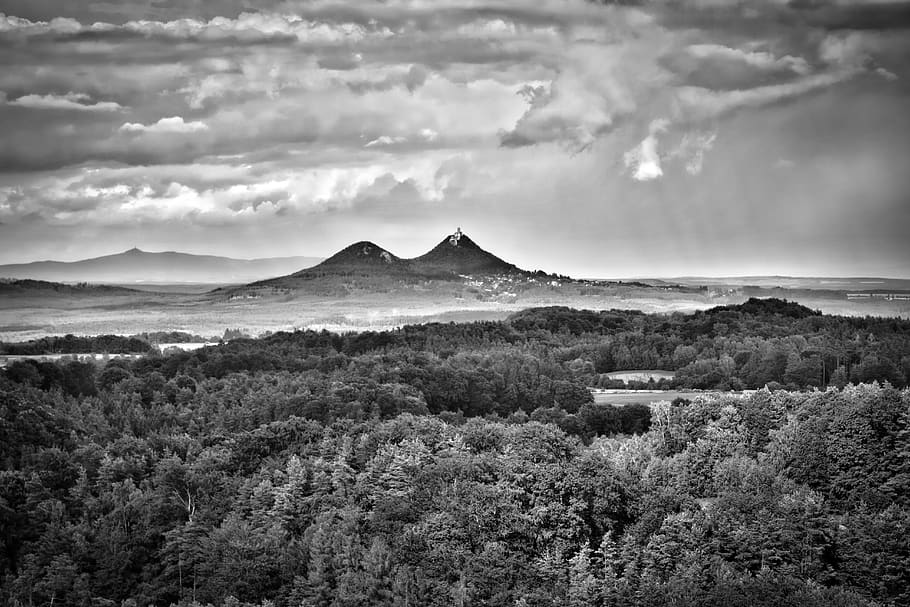 nature, landscape, hill, clouds, forest, hdr, heaven, castle HD wallpaper
