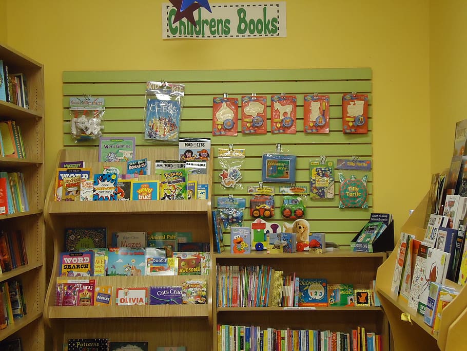 children, kids, books, wall, toys, display, shelves, shelf