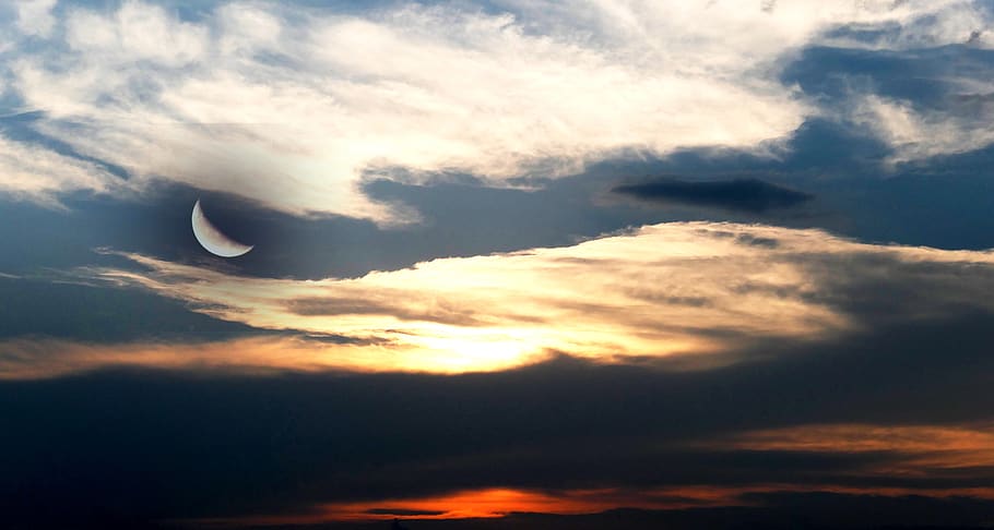 clouds, evening sky, sunset, abendstimmung, mood, afterglow HD wallpaper