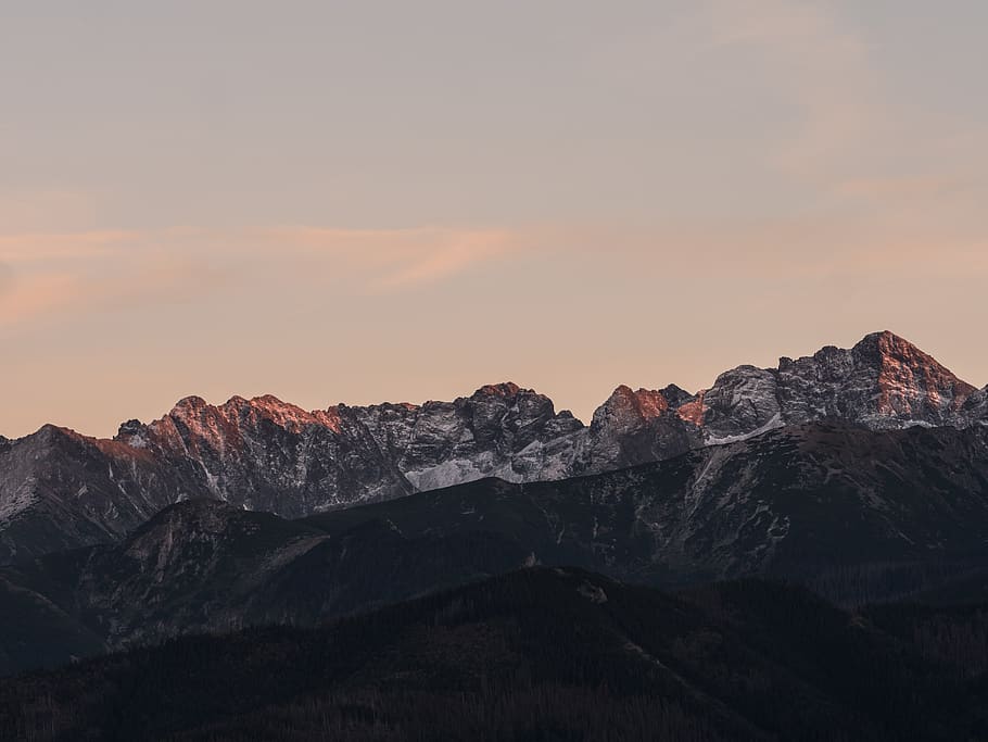 snow-capped mountain during sunset, sky, beauty in nature, scenics - nature HD wallpaper