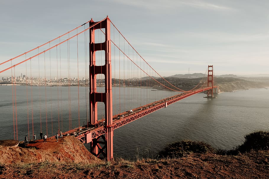 grey metal bridge during daytime, united states, san francisco HD wallpaper