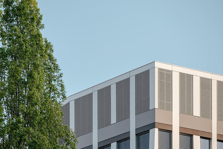 grey concrete building, office building, switzerland, geneva HD wallpaper