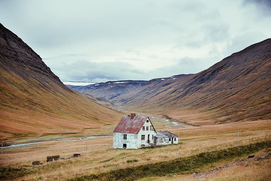 Abandoned Iceland Farm Home Photo, Backgrounds, House, Landscape HD wallpaper