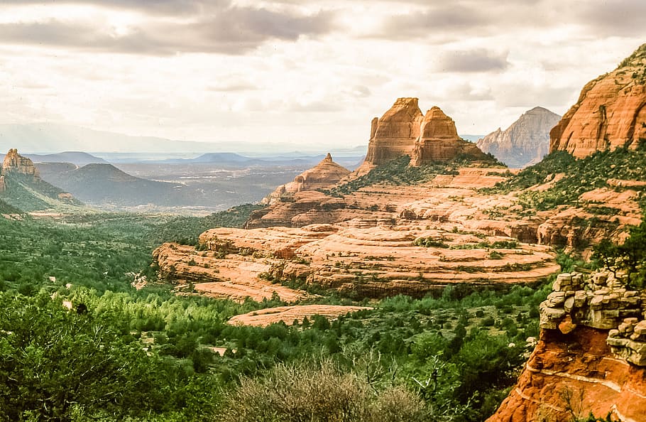 View of Cathedral Rock in Sedona, Arizona, america, blue, canyon, HD wallpaper