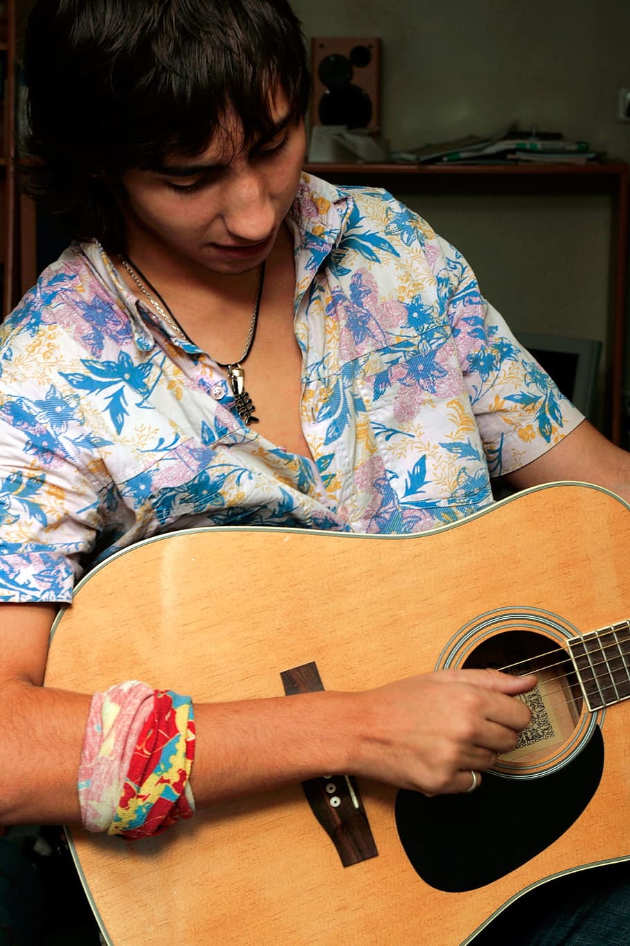boy, playing, guitar, music, instrument, musician, real people HD wallpaper