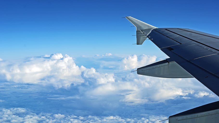 flight, plane, wing, sky, clouds, cloud - sky, airplane, air vehicle HD wallpaper