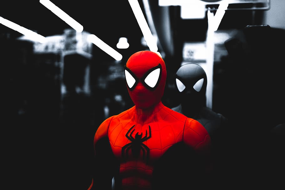 toy, spider, indoors, human representation, red, focus on foreground HD wallpaper