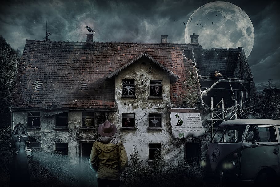 composing, house, ruin, dilapidated, ailing, broken, destroyed, HD wallpaper