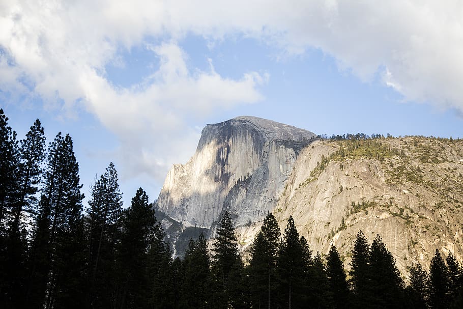 mountain with trees at daytime, nature, crest, outdoors, mountain range HD wallpaper
