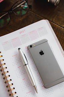 Pink calendar, notebook, diary, desk, high angle view, still life HD wallpaper