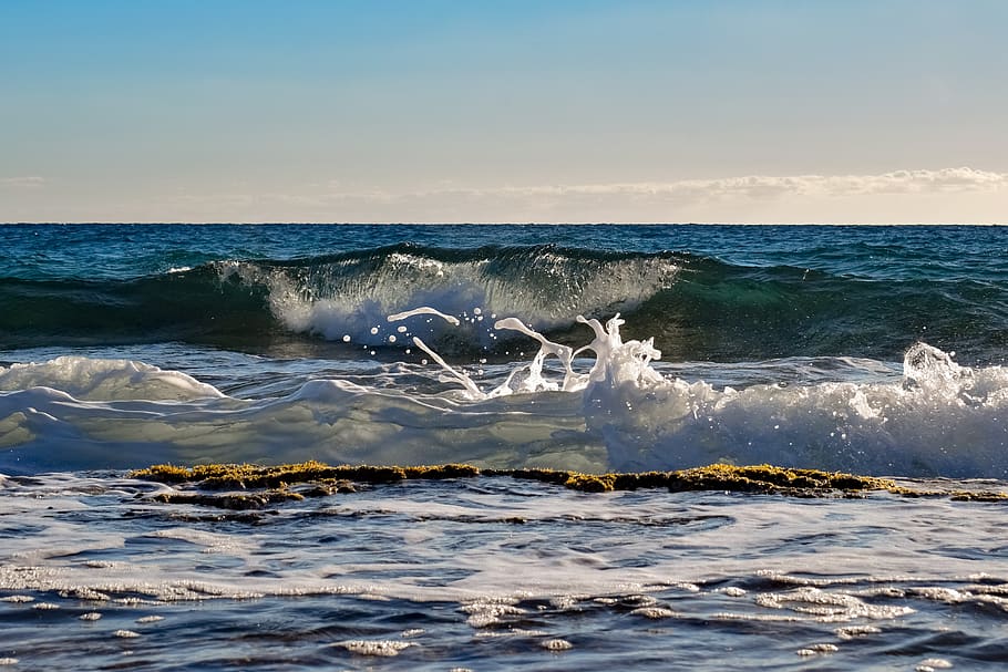 wave, water, surf, ocean, sea, spray, wind, motion, swirl, splash HD wallpaper