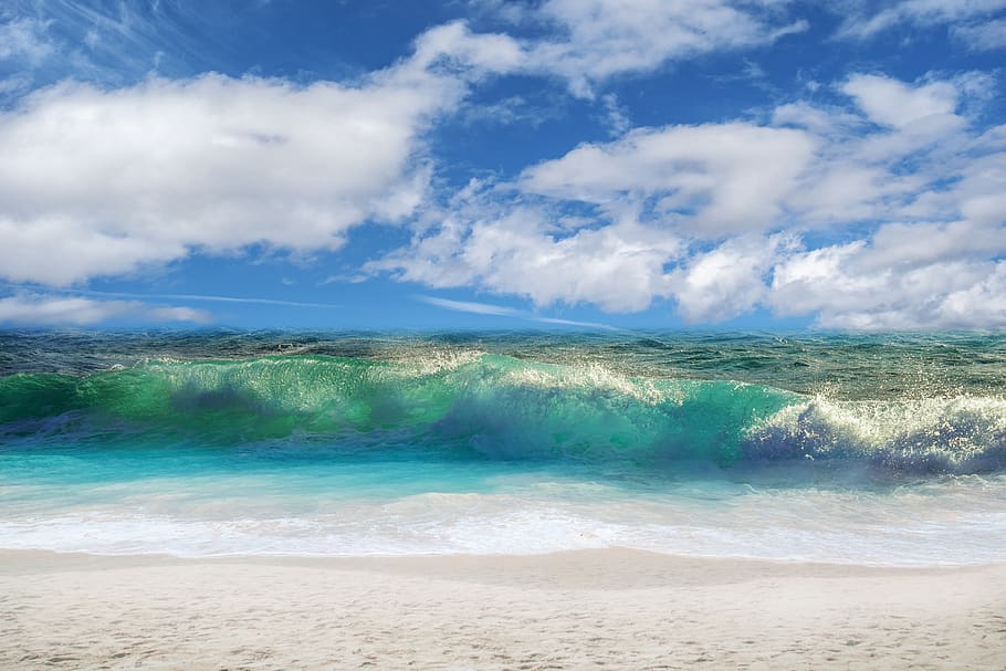 beach, wave, sky, clouds, summer, costa, landscape, cloud - sky HD wallpaper