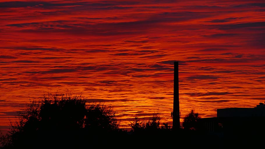 sunset, poland, nature, cloud - sky, silhouette, orange color HD wallpaper