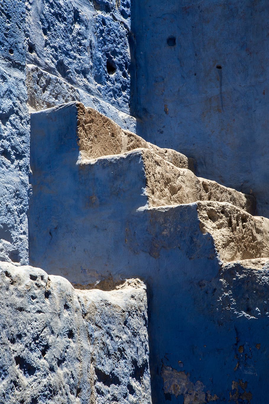 stairs, blue, wall, raw, built structure, architecture, no people HD wallpaper