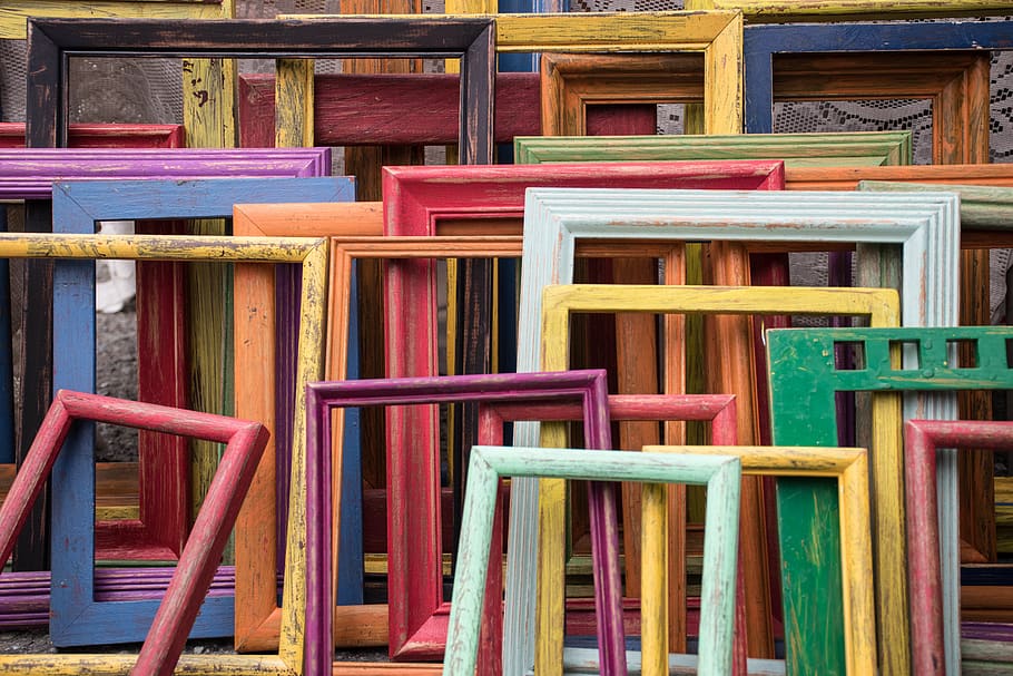 assorted-color wooden frames, wood - material, multi colored HD wallpaper
