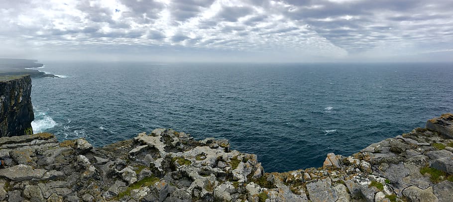 ireland, aran islands, atlantic, irish, sea, water, clouds, HD wallpaper
