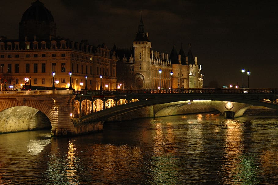 paris, monument, concierge, seine, river, france, city, architecture HD wallpaper