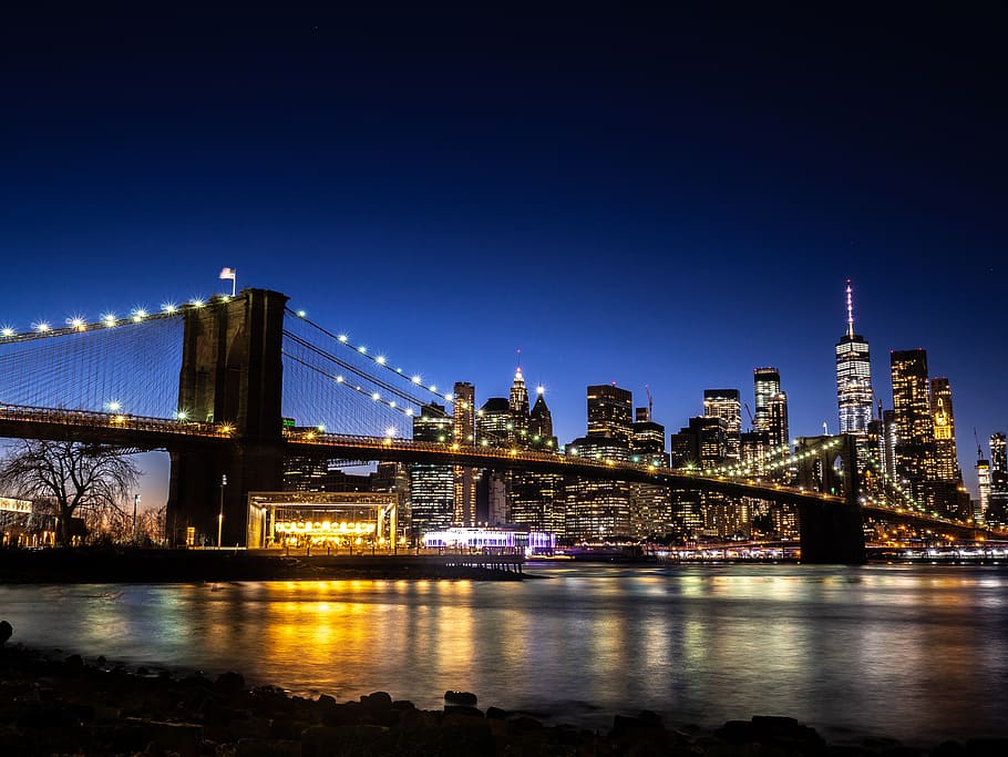 lighted brown concrete bridge, built structure, architecture HD wallpaper