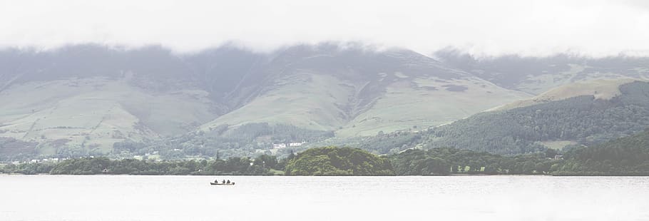 united kingdom, keswick, derwentwater, lake, landscape, overcast, HD wallpaper