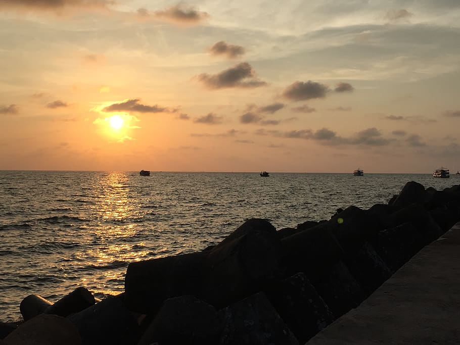 sky, sea, water, sunset, scenics - nature, beauty in nature HD wallpaper