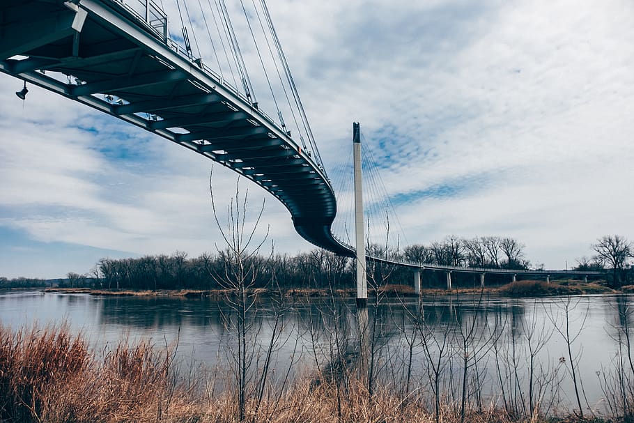 united states, council bluffs, bob kerrey pedestrian bridge, HD wallpaper