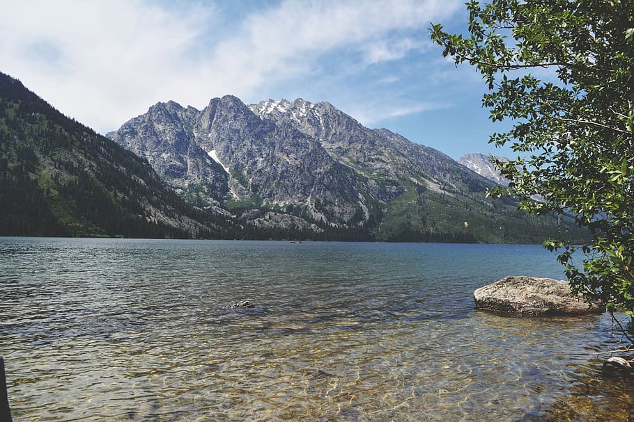 jenny lake, united states, tetons, blue water, mountains, scenics - nature