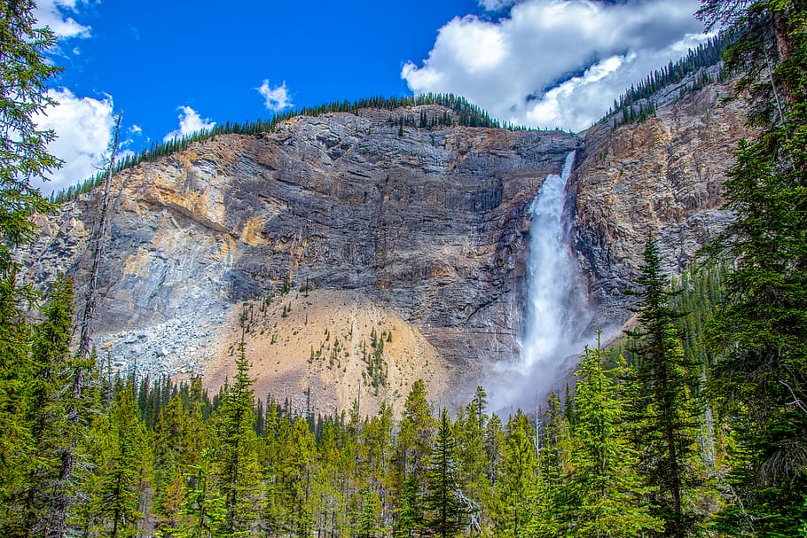 waterfall during daytime, scenics - nature, cloud - sky, beauty in nature HD wallpaper