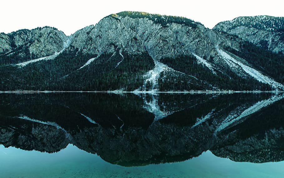calm, landscape, mountains, snow, cold, ze, water, river, lake HD wallpaper