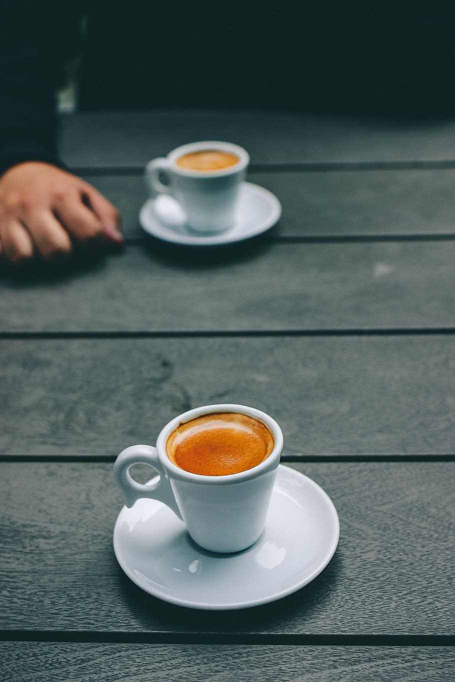 Espresso, cafe, coffee, cup, drink, outdoor, table, mug, refreshment HD wallpaper