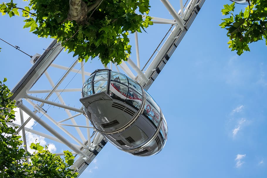 Low-angle Photography of White Cable Car, architecture, blue sky, HD wallpaper