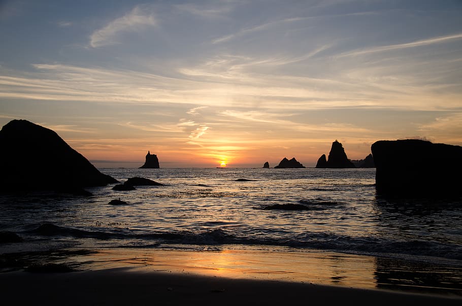 ocean, beach, camp, washington, coast, sunset, water, sky, sea HD wallpaper