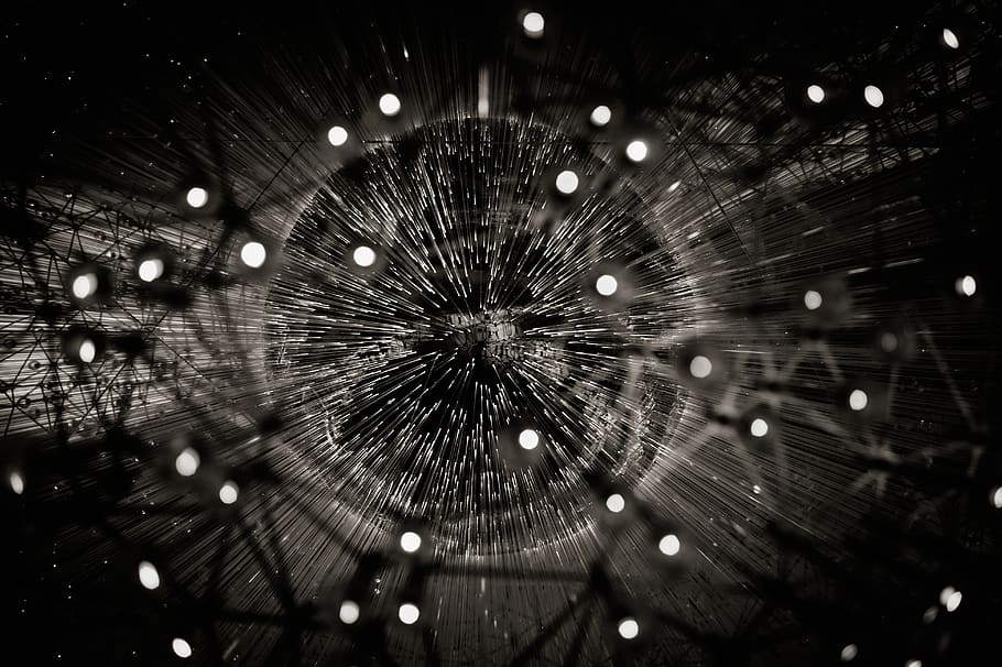 science, art, sculpture, atom, dandelion, light, bokeh, illuminated HD wallpaper