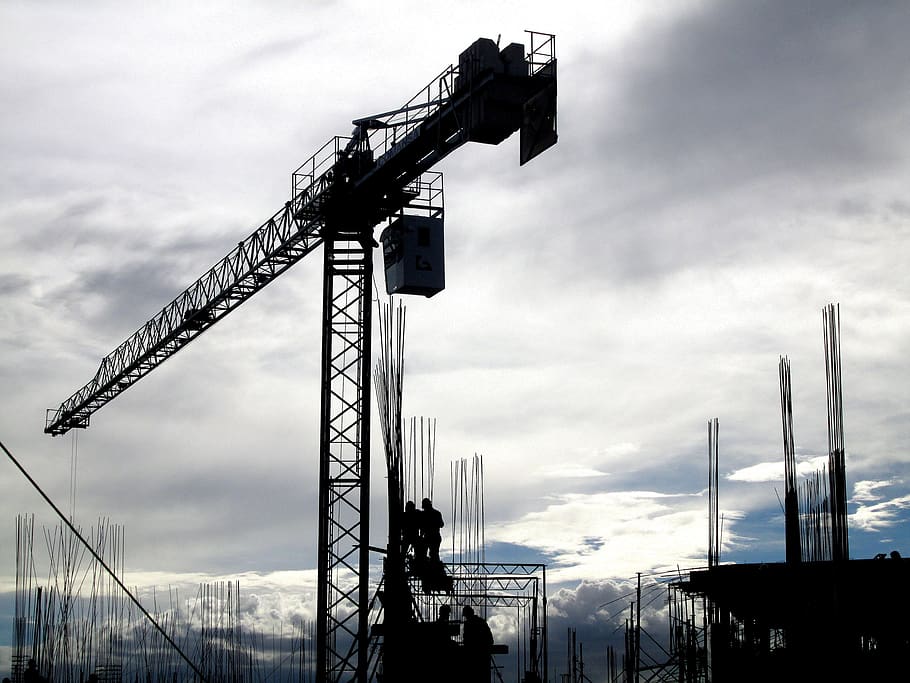 Low Angle Photography of Tower Crane, architecture, clouds, energy HD wallpaper