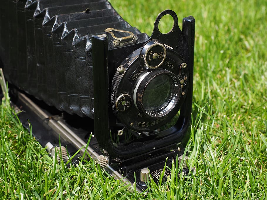 folding camera, compur, zeiss, lens, photography, nostalgia HD wallpaper