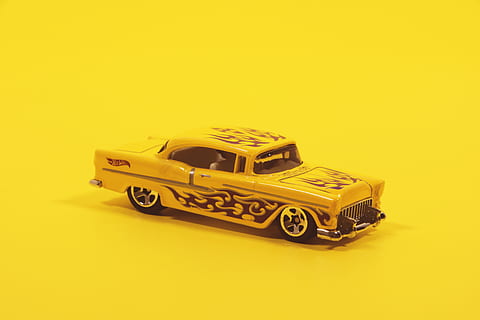 Yellow and Black Coupe Scale Model, 4x4, above, activity, adorable HD wallpaper